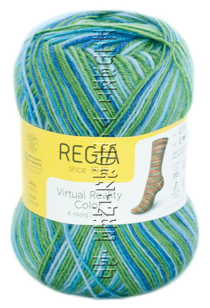 Пряжа Regia Schachenmayr Virtual Reality Color / 4 нитки (01331 - Зелень, колокольчик, голубой)