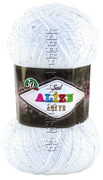 Пряжа SAL ABIYE Alize - (55-01 - Белый с серебром)