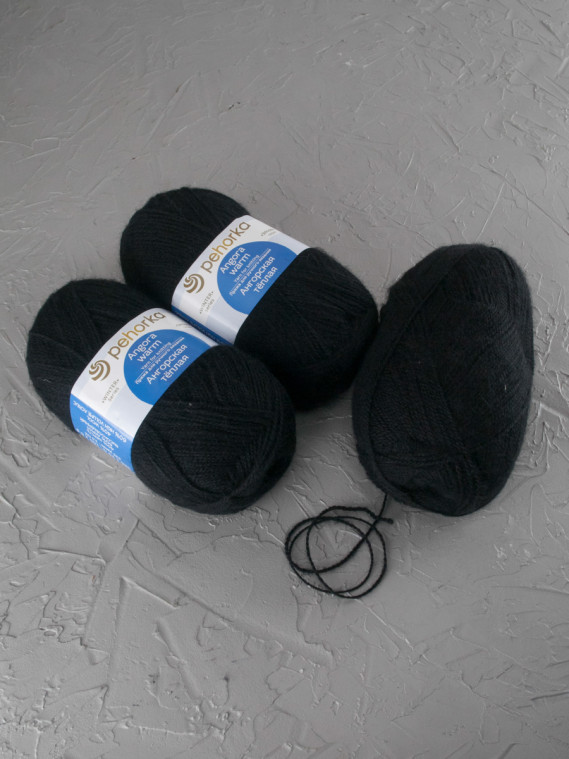 Пряжа Пехорка «Ангорская теплая» - (02 - Черный)