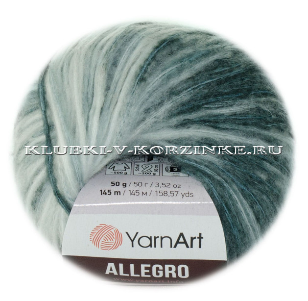 Пряжа YarnArt Allegro - (748 - Белый, петроль, мята)
