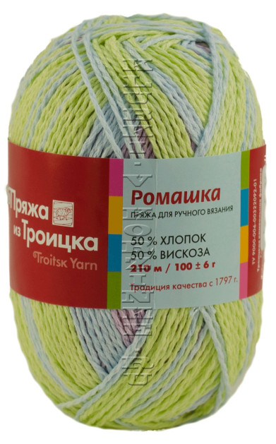 Пряжа Троицкая «Ромашка» - (7240 - Розовый, голубой, салатовый)