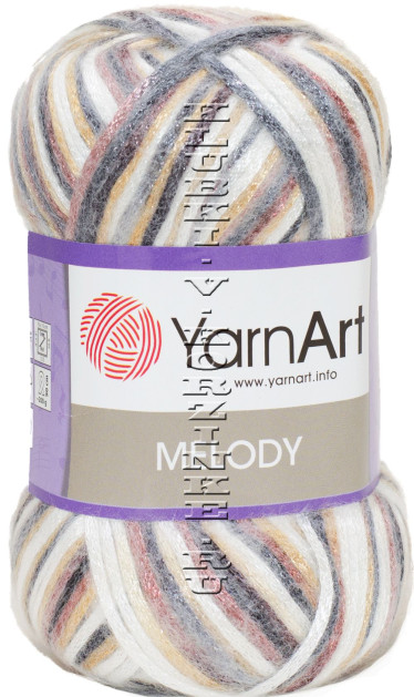 Пряжа YarnArt Melody - (902 - Белый, серый, медь)