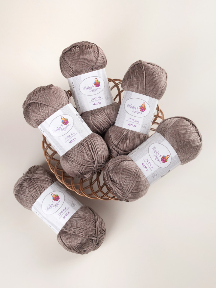 Пряжа "Флоу" (04 - Кофейный бархат)