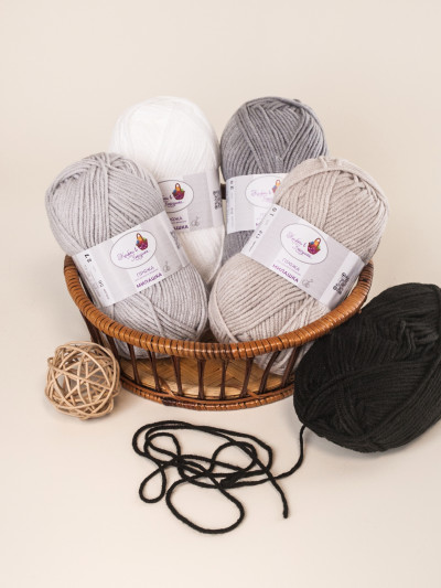 Пряжа «Милашка» набор «Графит и жемчуг»