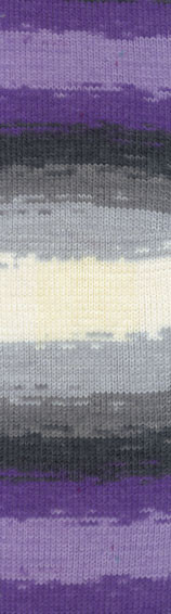 Пряжа LANAGOLD BATIK Alize - (4306 - Белый, черный, сиреневый)