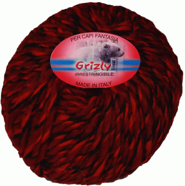 Пряжа итальянская "Grizly"  (11 - Черный, бордовый, красный)