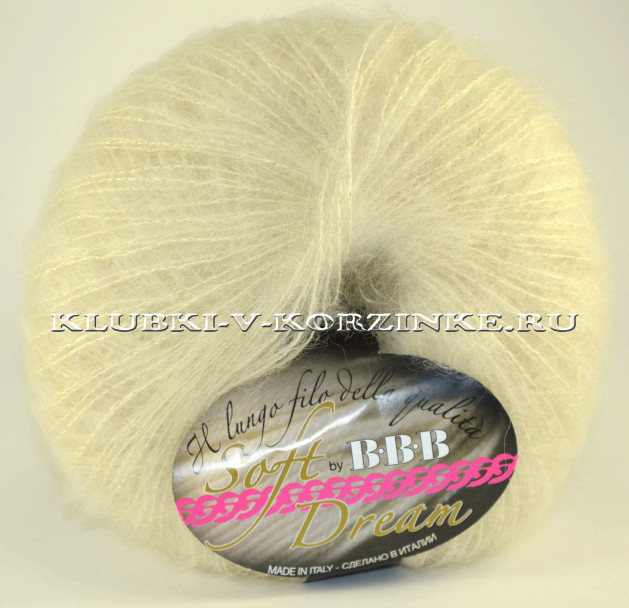 Пряжа Soft Dream Lame BBB - (12 - Молочный с золотом)