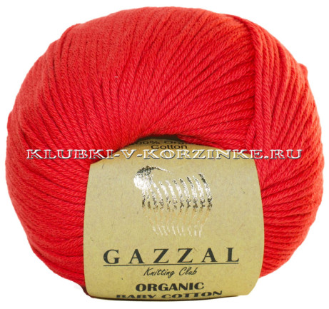 Пряжа Gazzal Organic Baby Cotton - (432 - Красный мак)