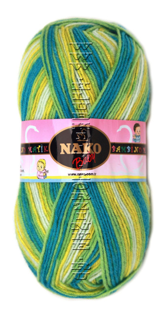 Пряжа NAKO "BAMBINO MATIC" - (9073 - Бирюзово-желтый)
