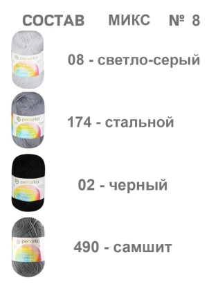 Набор пряжи Пехорка «Детская новинка» Микс 8