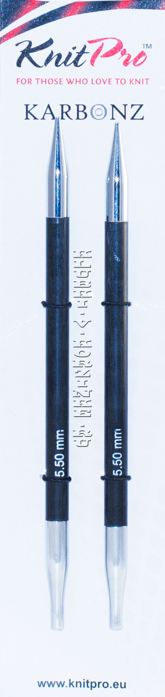 Спицы KnitPro Karbonz съемные карбоновые №5,5; 2 шт. (арт.41308)