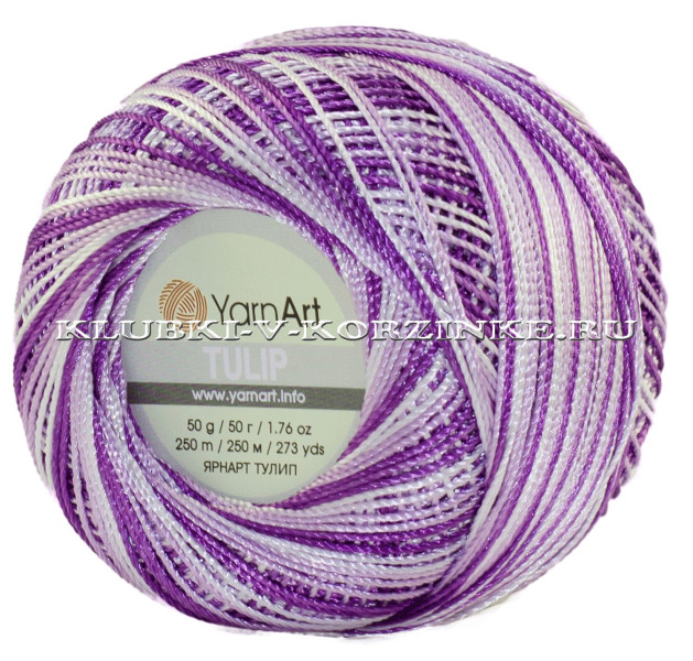 Пряжа YarnArt Tulip - (447 - Сиреневый с белым)