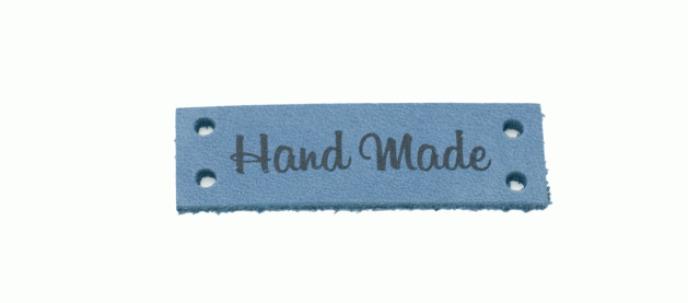 Пришивная кожаная бирка «Hand Made» (Джинс)