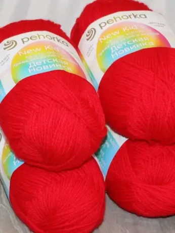 Пряжа Пехорка «Детская новинка» - (06 - Красный)