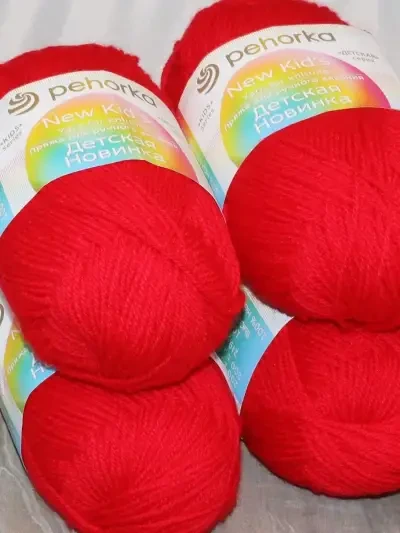 Пряжа Пехорка «Детская новинка» - (06 - Красный)