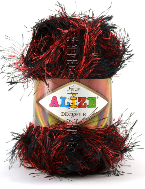 Пряжа Decofur Alize - (1381 - Черный с красным)
