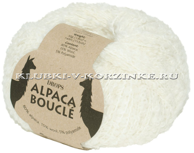 Пряжа Alpaca Boucle DROPS - (0100 - Кремовый)
