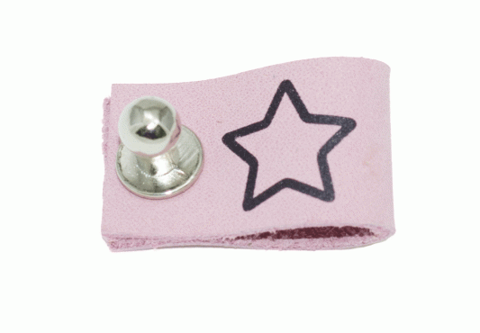Кожаная бирка «Звездочка» с кнопкой (Розовая)