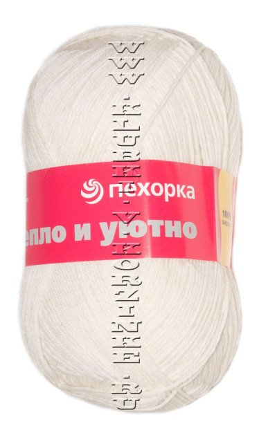 Пряжа Пехорка "Тепло и уютно" - (01 - Белый)