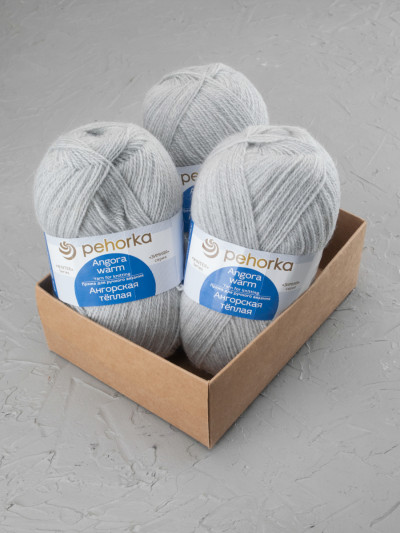 Пряжа Пехорка «Ангорская теплая» (386 - св.серый меланж)