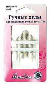 Иглы ручные для вышивания тонкой шерстью №5 - 10 HEMLINE