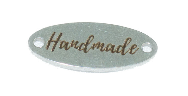 Металлическая бирка овальная  «Hand Made» 