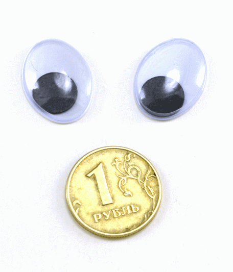 Глаза овальные с бегающими зрачками 20х15 мм (MEO-20х15 - черно-белые)