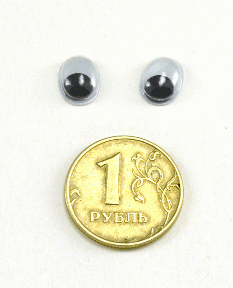 Глаза овальные с бегающими зрачками 9х7 мм (MEO-9х7 - черно-белые)