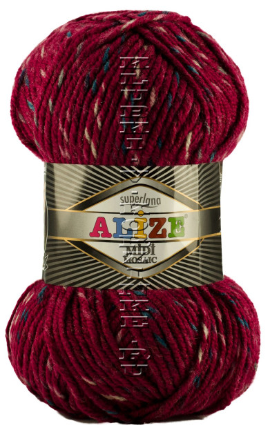 Пряжа Superlana Midi Mosaic Alize - (5227 - Темно-малиновый)