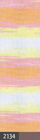 Пряжа BELLA BATIK Alize - (2134 - Белый, желтый, розовый, оранжевый)