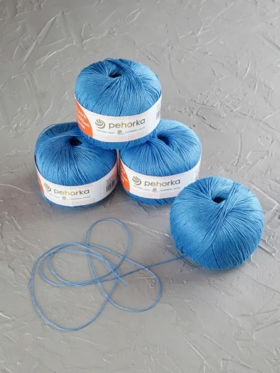 Пряжа Пехорка «Ажурная» - (15 - Темно-голубой)