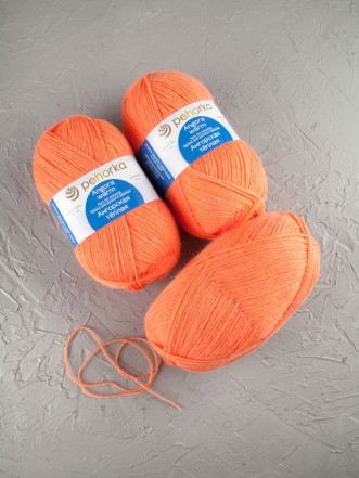 Пряжа Пехорка «Ангорская теплая» - (396 - Настурция)
