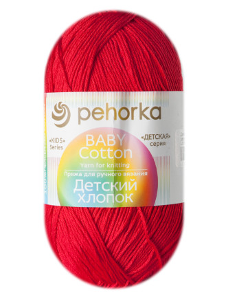 Пряжа Пехорка «Детский хлопок» - (06 - Красный)