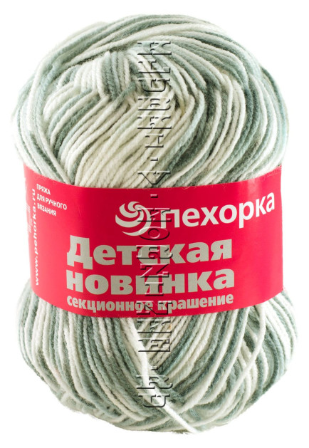 Пряжа Пехорка "Детская новинка СК" - (625 М - Белый, серый)