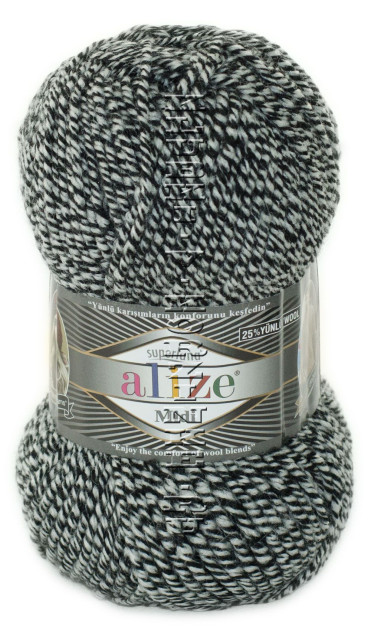Пряжа Superlana Midi Alize - (601 - Чёрно - серый)