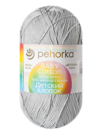 Пряжа Пехорка «Детский хлопок» - (08 - Светло-серый)