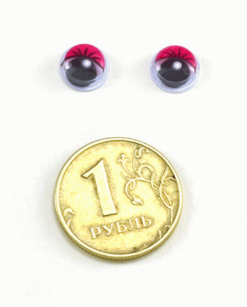 Глаза круглые с ресничками d 8 мм (MER-8 - красные)