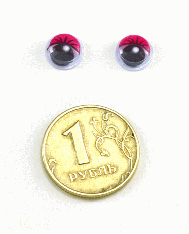 Глаза круглые с ресничками d 8 мм (MER-8 - красные)