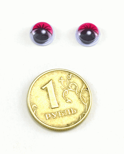 Глаза круглые с ресничками d 8 мм (MER-8 - красные)