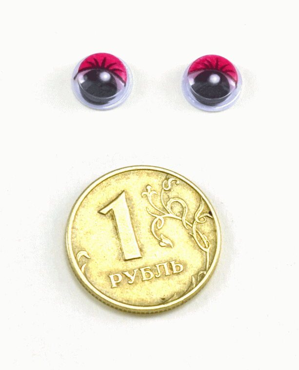 Глаза круглые с ресничками d 8 мм (MER-8 - красные)