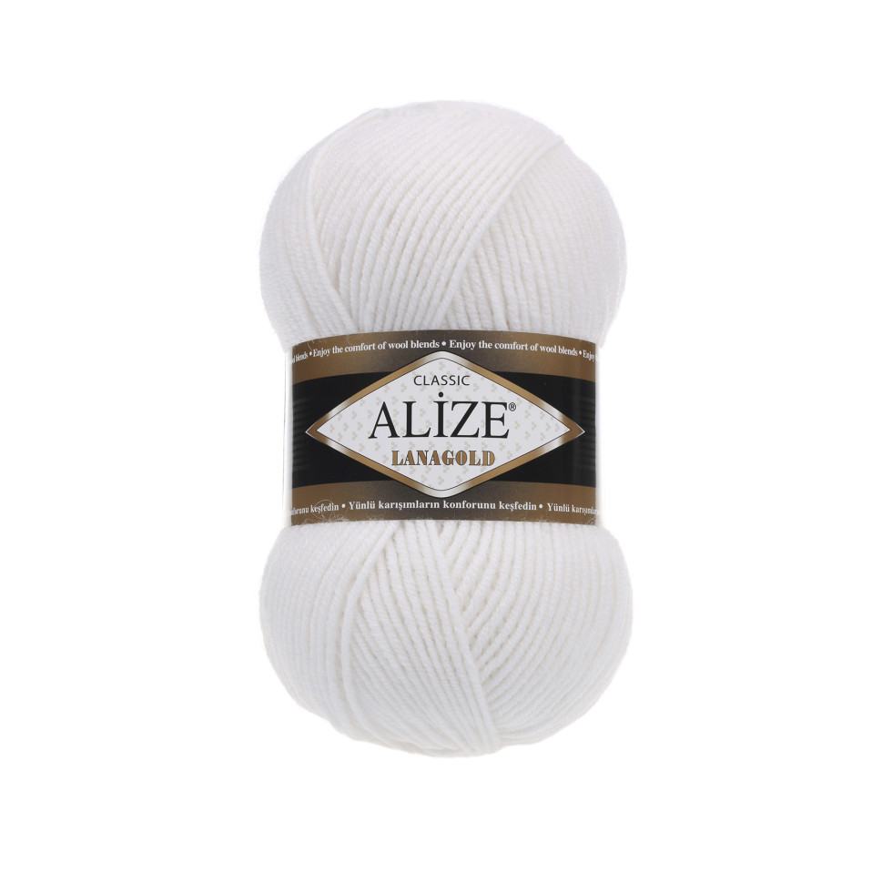 Пряжа «LANAGOLD Alize» - (55 - Белый)