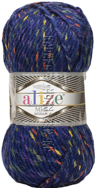 Пряжа Superlana Midi Mosaic Alize - (5090 - Синий, хаки, желтый)