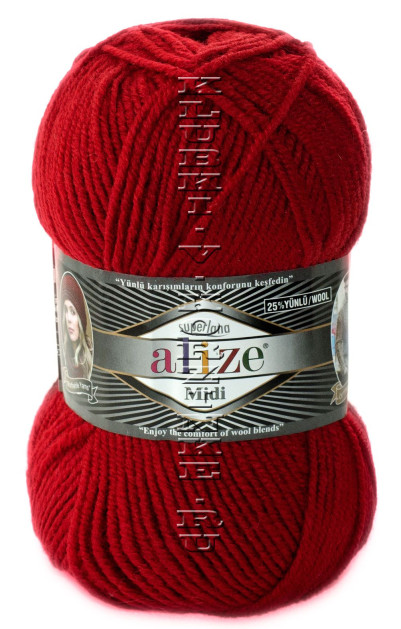 Пряжа Superlana Midi Alize - (56 - Красный)
