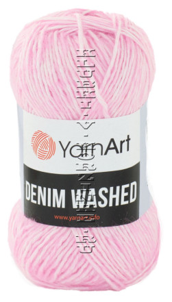 Пряжа YarnArt Denim Washed - (906 - Розовый, белый)