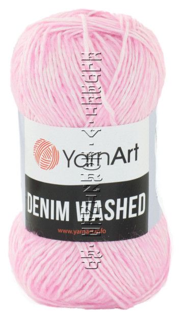 Пряжа YarnArt Denim Washed - (906 - Розовый, белый)