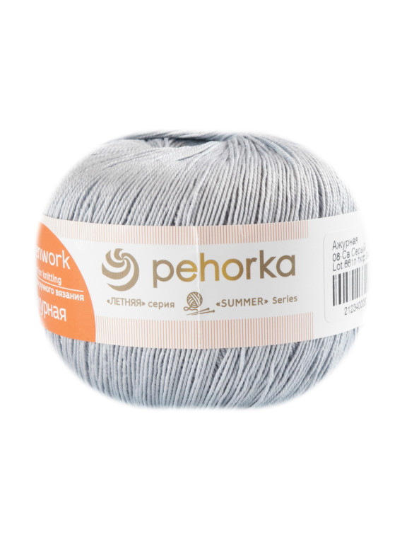 Пряжа Пехорка «Ажурная» - (08 - Светло-серый)